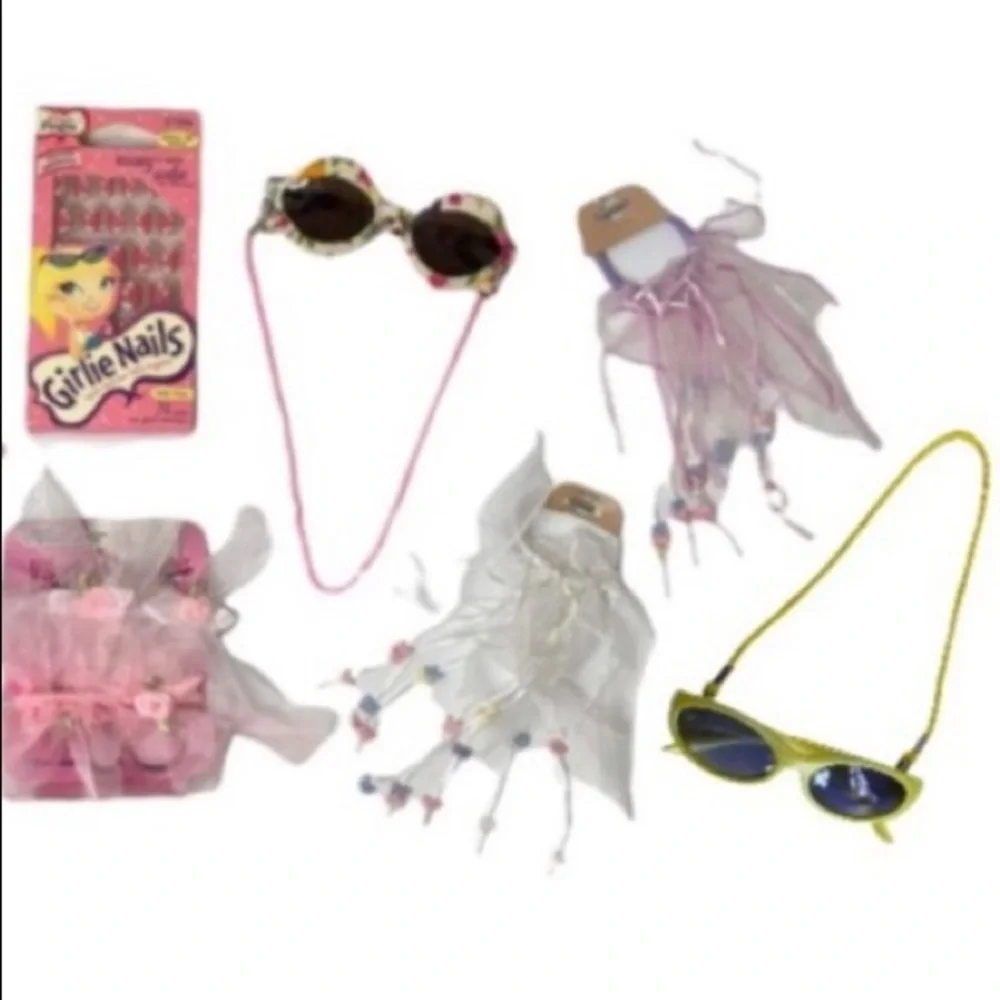 Pretty Girls Fun Bundle Cloth Dolly Sunglasses Hair & Little Girl Nail Gift Set